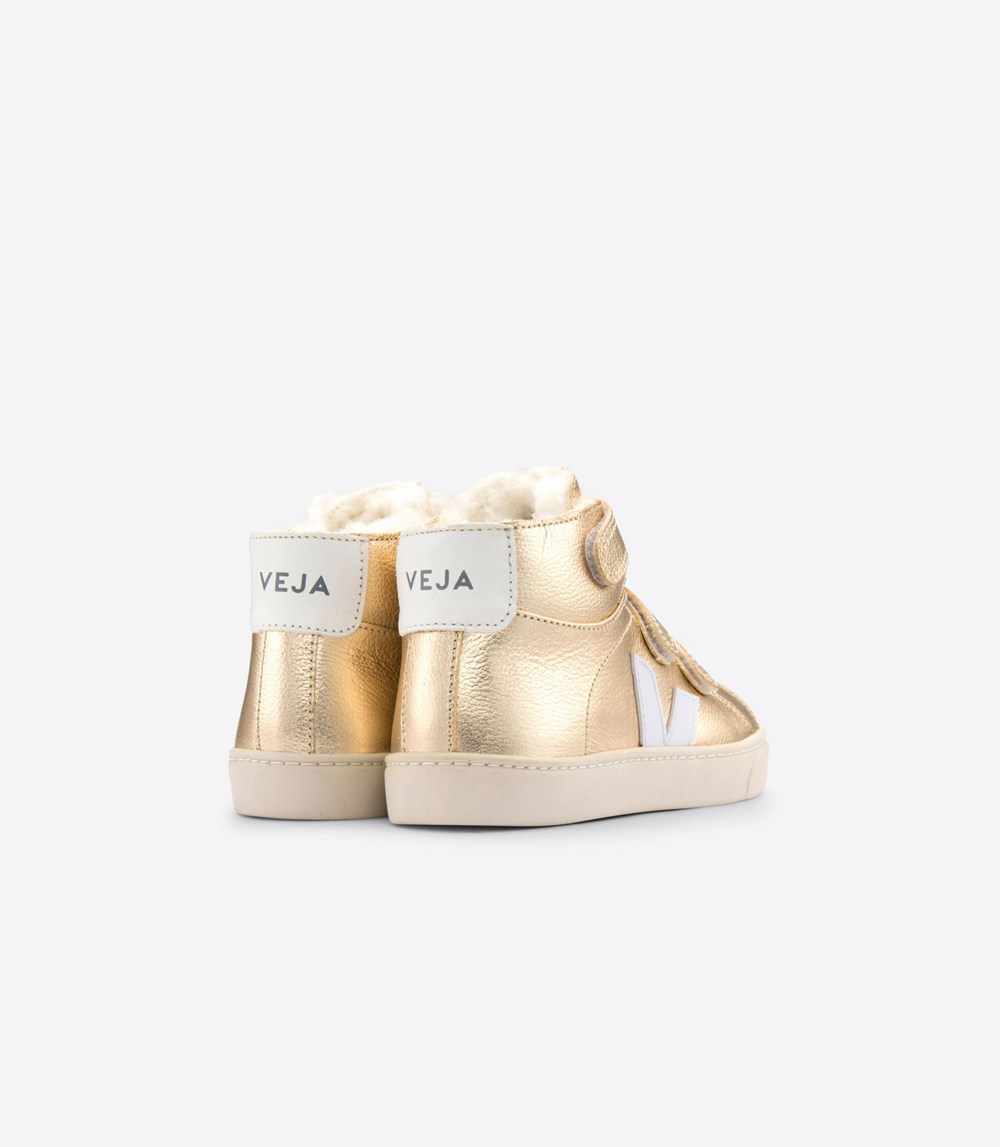 Veja Sneakers Barn - Esplar Mid Läder - Guld/Vita - 670938-MKX